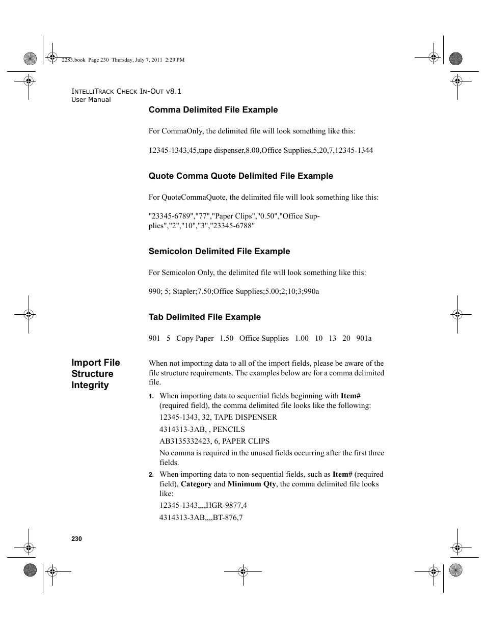 Import file structure integrity, Import file structure integrity” on | IntelliTrack Check In/Out User Manual | Page 260 / 564