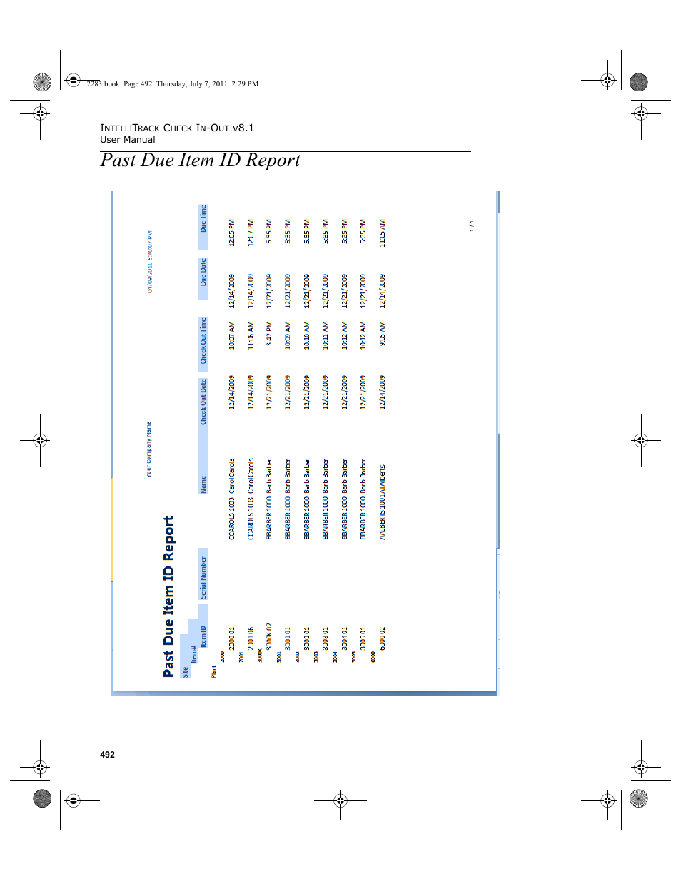 Past due item id report | IntelliTrack Check In/Out User Manual | Page 522 / 564