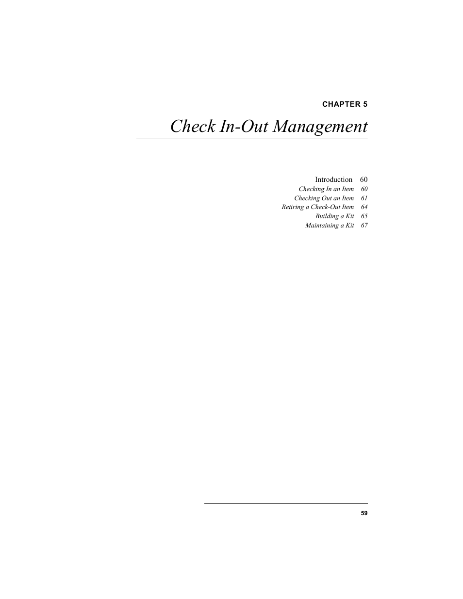 Chapter 5, Check in-out management, Chapter 5: check in-out management | IntelliTrack Check In/Out User Manual | Page 69 / 102