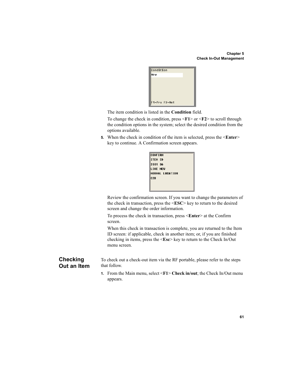 Checking out an item, Checking out an item 61 | IntelliTrack Check In/Out User Manual | Page 71 / 102