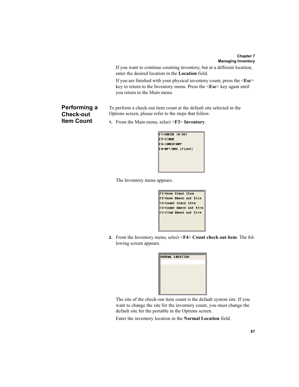 Performing a check-out item count, Performing a check-out item count 87 | IntelliTrack Check In/Out User Manual | Page 97 / 102