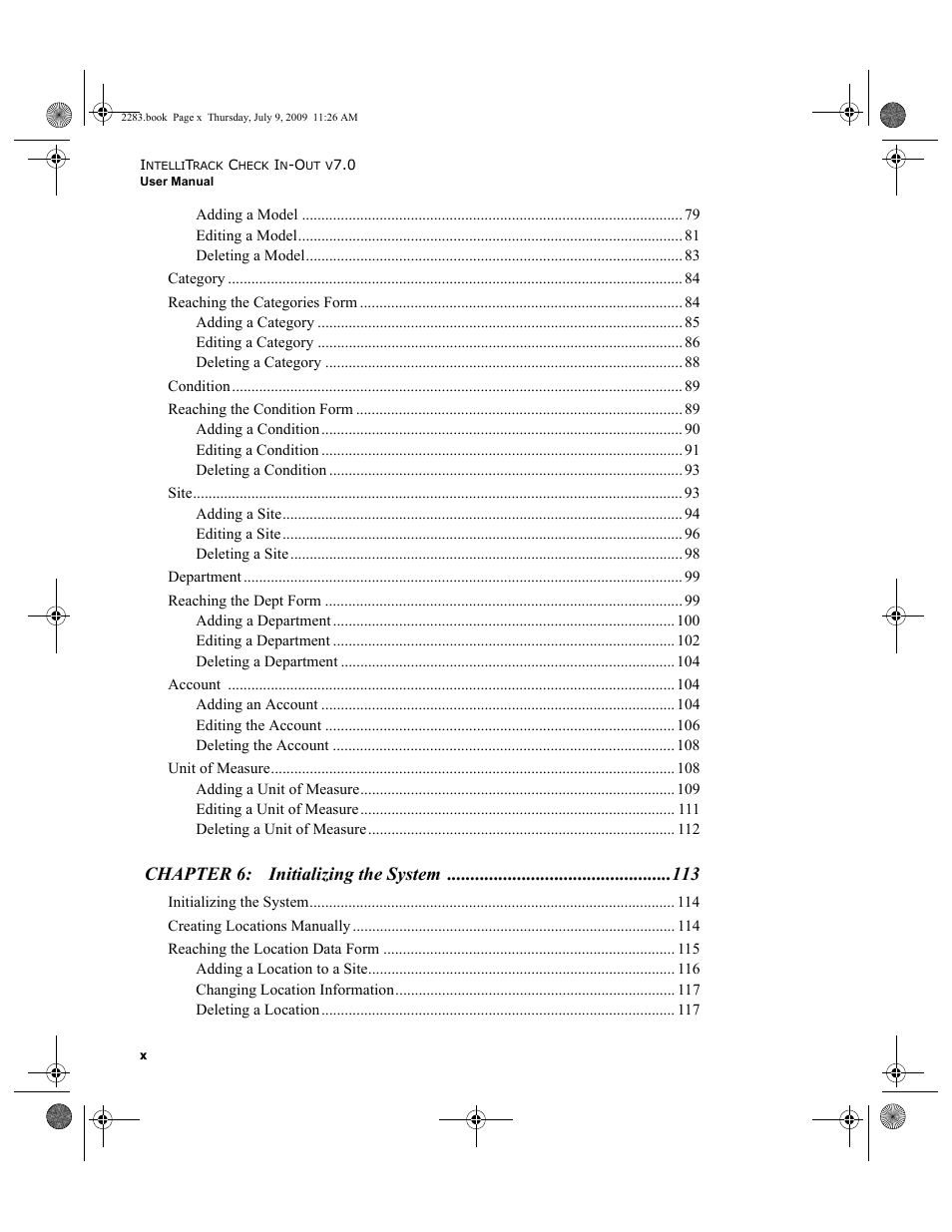 Chapter 6: initializing the system | IntelliTrack Check In/Out User Manual | Page 10 / 474