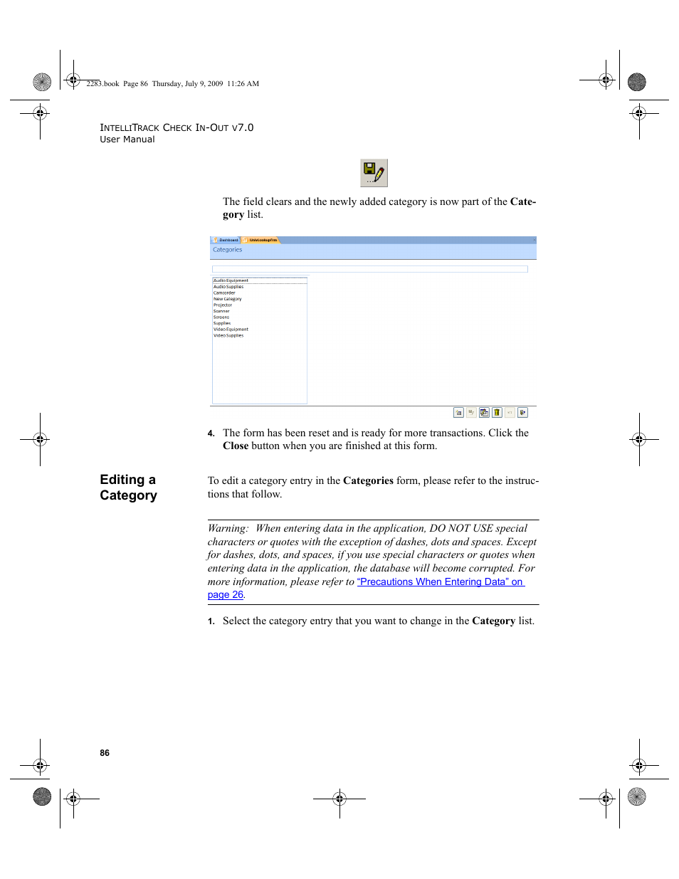 Editing a category | IntelliTrack Check In/Out User Manual | Page 114 / 474