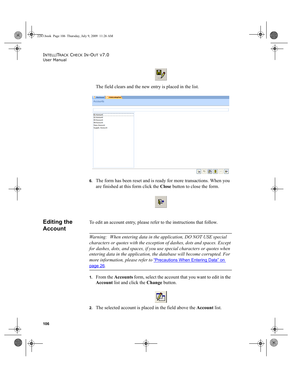 Editing the account | IntelliTrack Check In/Out User Manual | Page 134 / 474