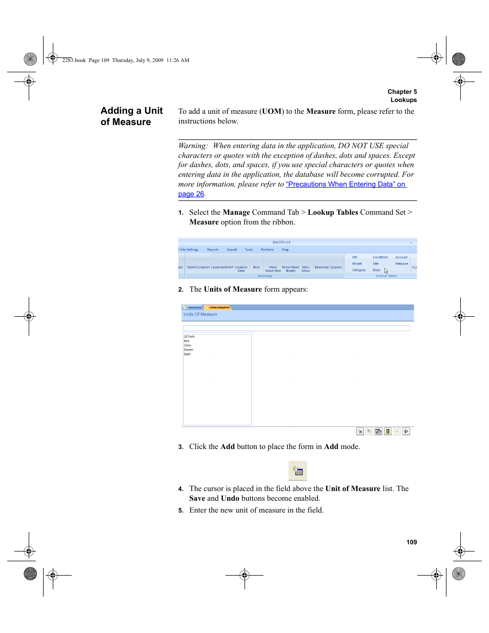 Adding a unit of measure | IntelliTrack Check In/Out User Manual | Page 137 / 474