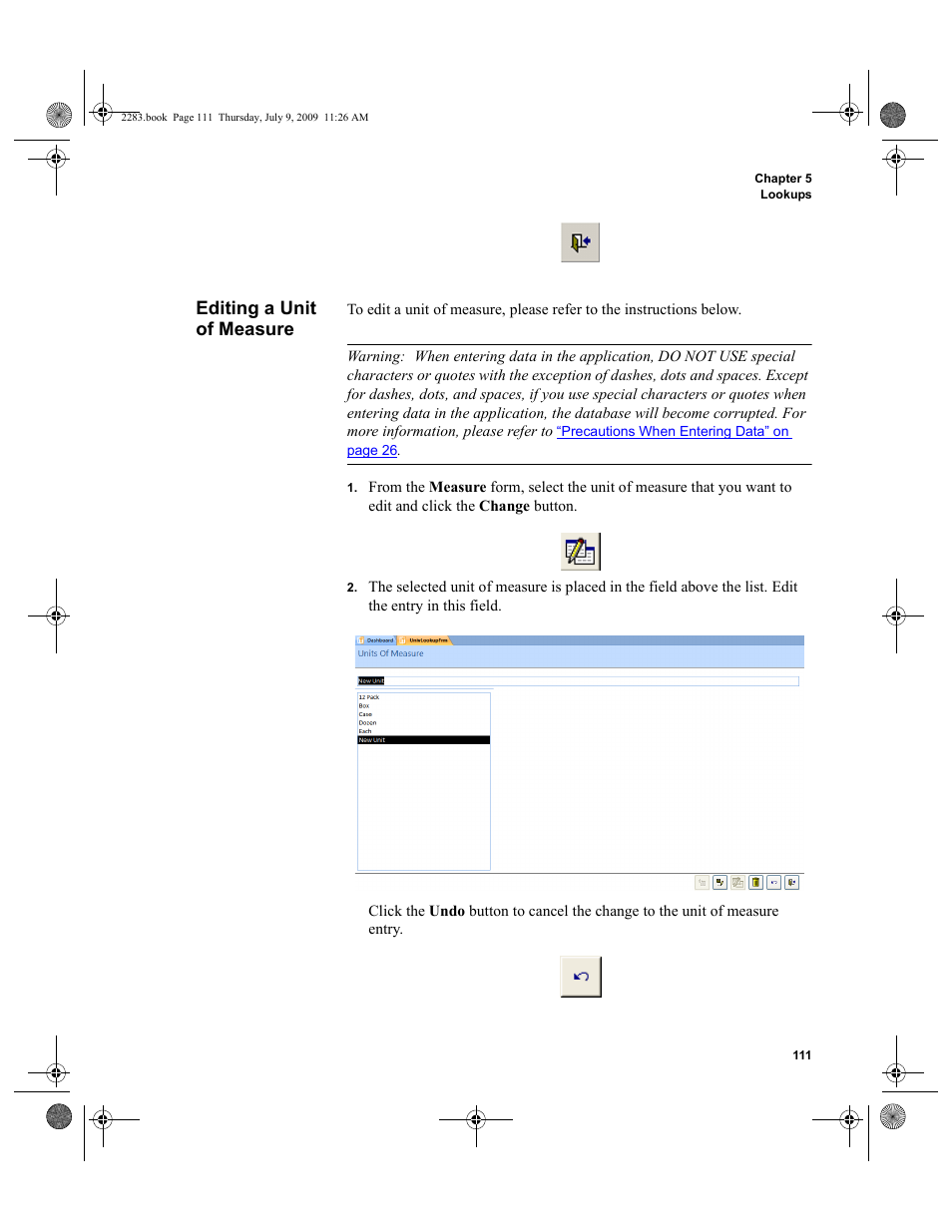 Editing a unit of measure | IntelliTrack Check In/Out User Manual | Page 139 / 474