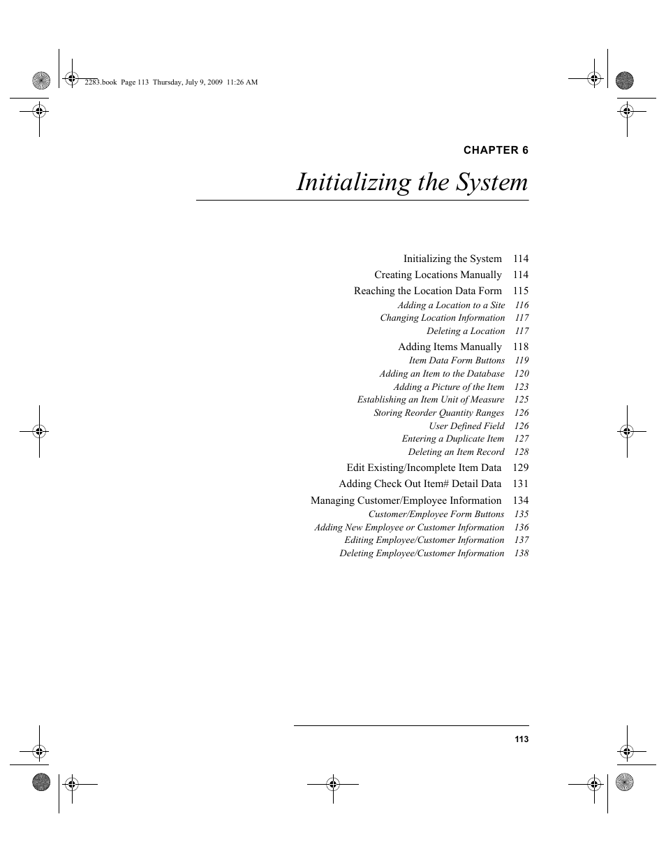 Chapter 6, Initializing the system, Chapter 6: initializing the system | IntelliTrack Check In/Out User Manual | Page 141 / 474