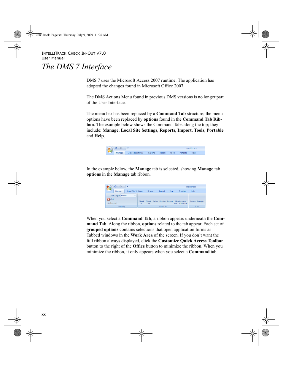 The dms 7 interface, The dms 7 interface xx | IntelliTrack Check In/Out User Manual | Page 20 / 474