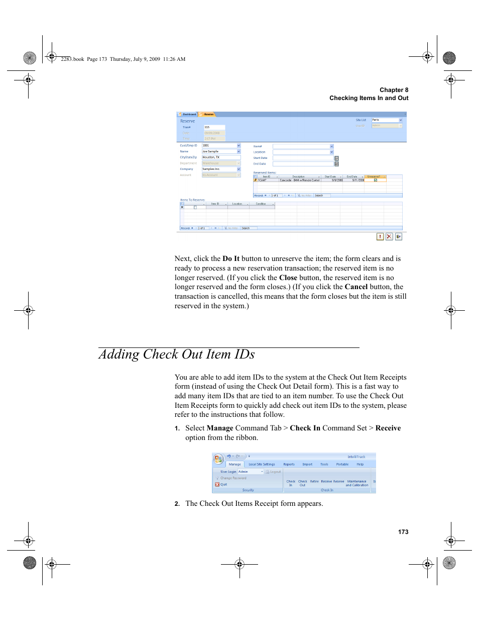 Adding check out item ids, Adding check out item ids 173 | IntelliTrack Check In/Out User Manual | Page 201 / 474