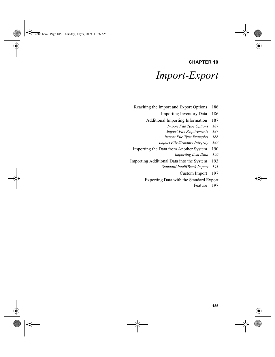 Chapter 10, Import-export, Chapter 10: import-export | IntelliTrack Check In/Out User Manual | Page 213 / 474