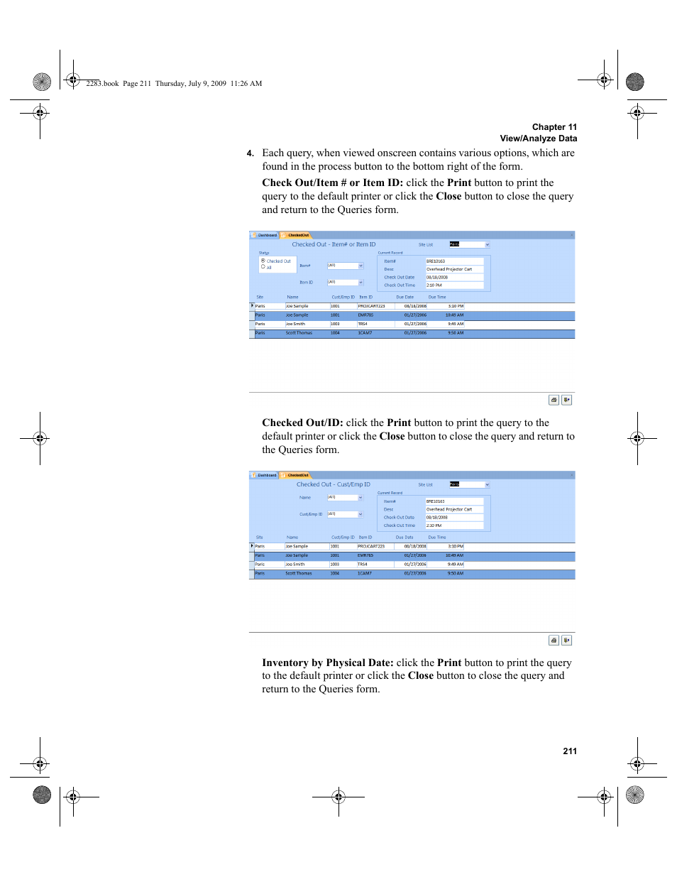 IntelliTrack Check In/Out User Manual | Page 239 / 474