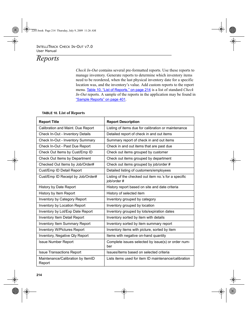 Reports, Reports 214 | IntelliTrack Check In/Out User Manual | Page 242 / 474