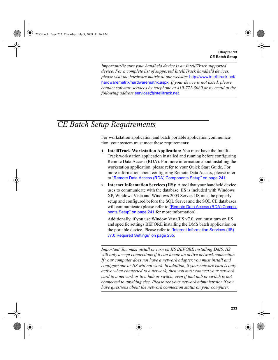 Ce batch setup requirements, Ce batch setup requirements 233 | IntelliTrack Check In/Out User Manual | Page 261 / 474