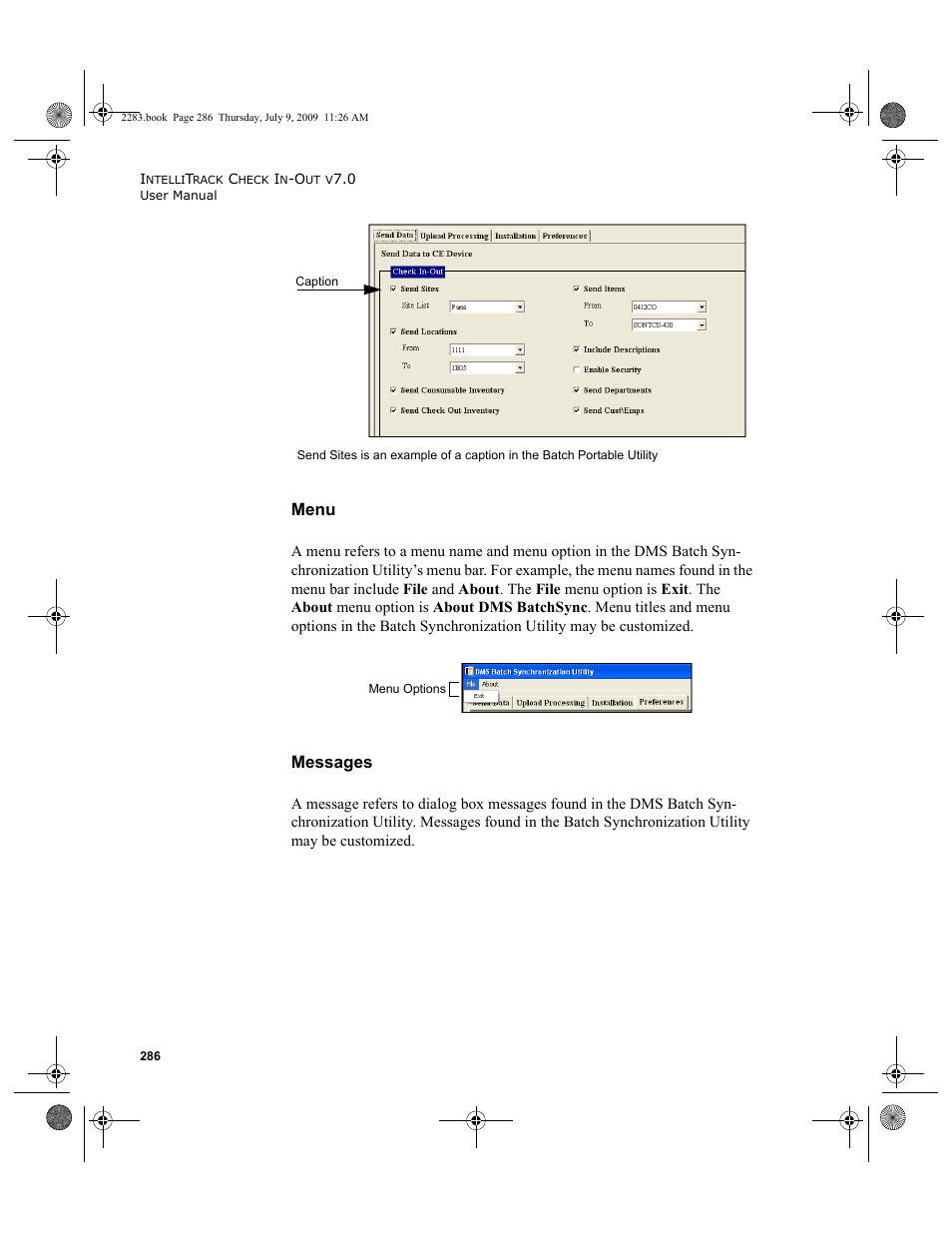 Menu, Messages | IntelliTrack Check In/Out User Manual | Page 314 / 474