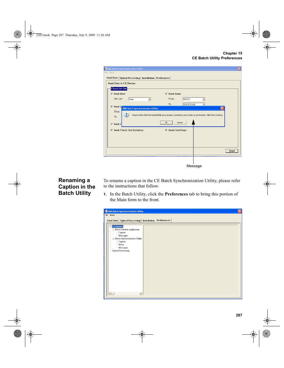 Renaming a caption in the batch utility, Renaming a caption in the batch utility 287 | IntelliTrack Check In/Out User Manual | Page 315 / 474