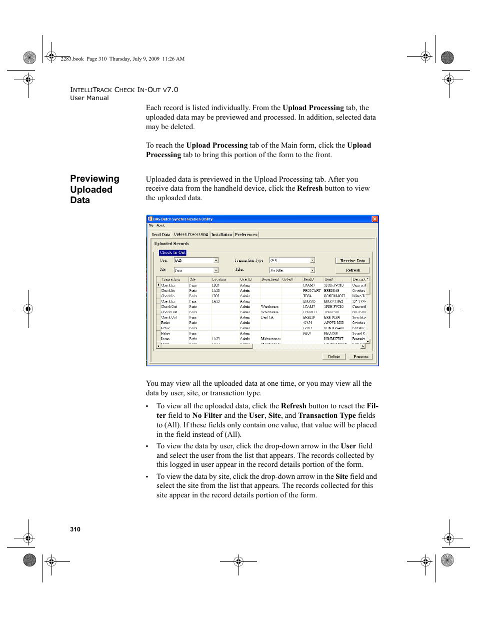 Previewing uploaded data, Previewing uploaded data 310 | IntelliTrack Check In/Out User Manual | Page 338 / 474