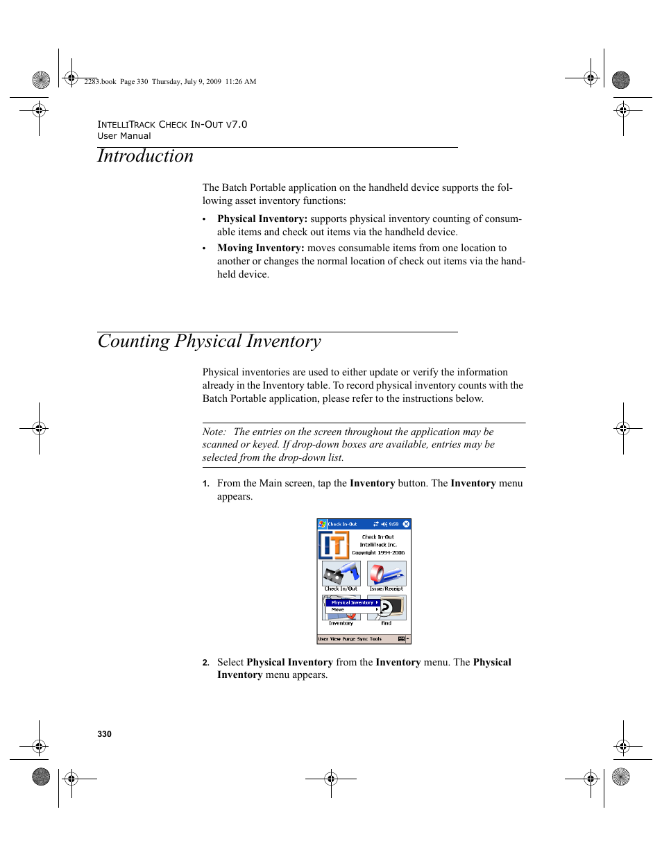 Introduction, Counting physical inventory, Introduction counting physical inventory | IntelliTrack Check In/Out User Manual | Page 358 / 474