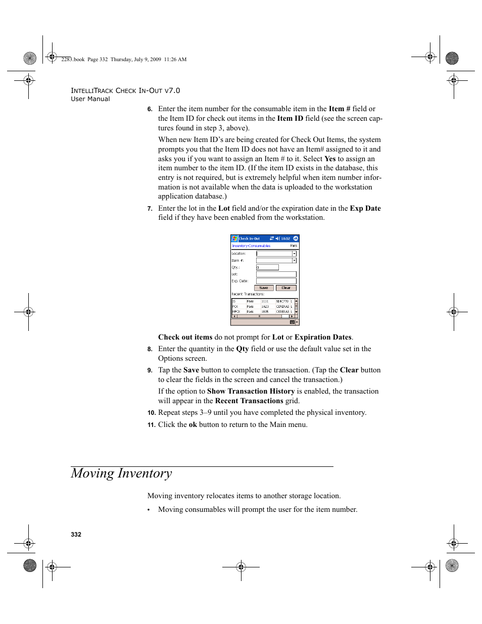 Moving inventory | IntelliTrack Check In/Out User Manual | Page 360 / 474