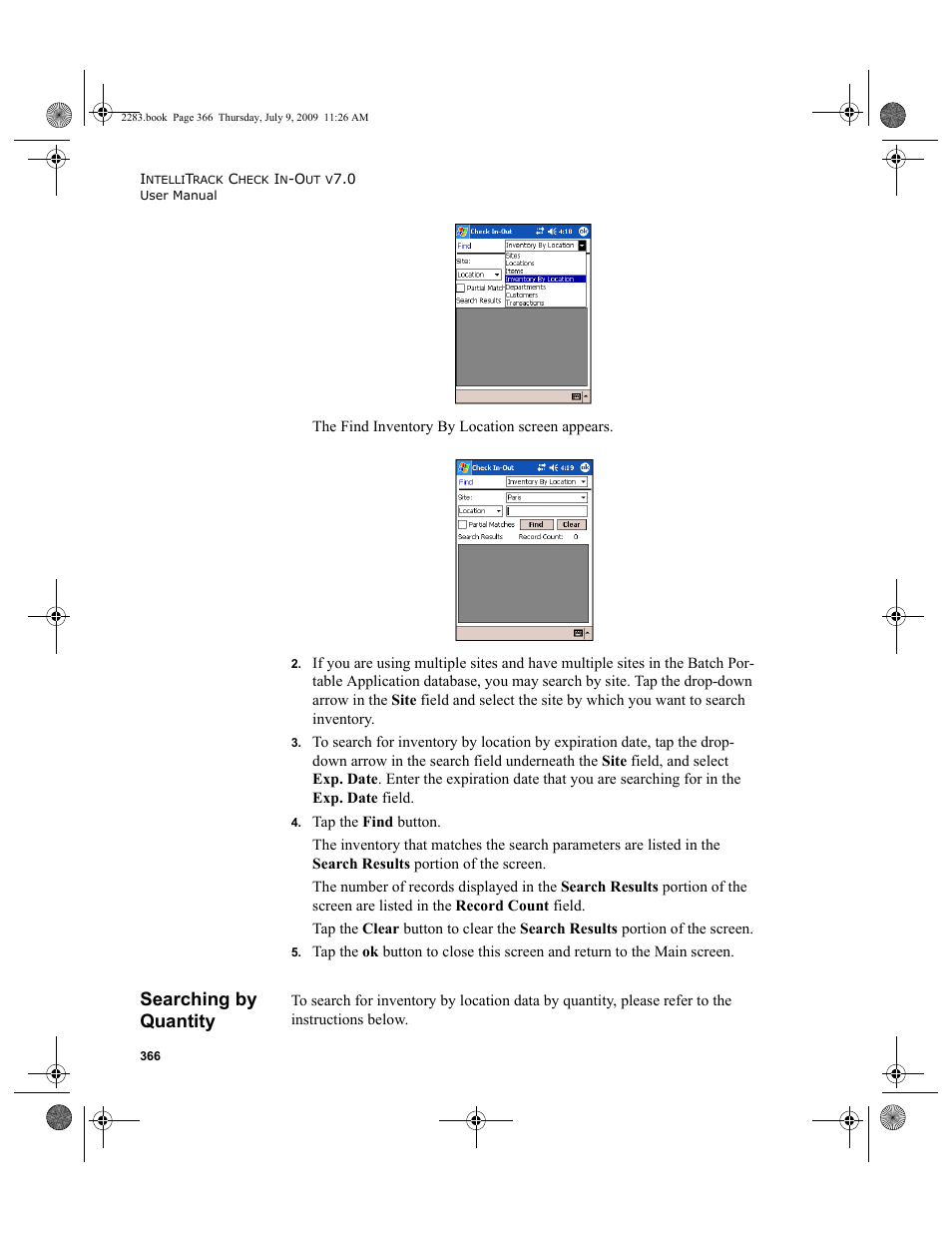 Searching by quantity, Searching by quantity 366 | IntelliTrack Check In/Out User Manual | Page 394 / 474