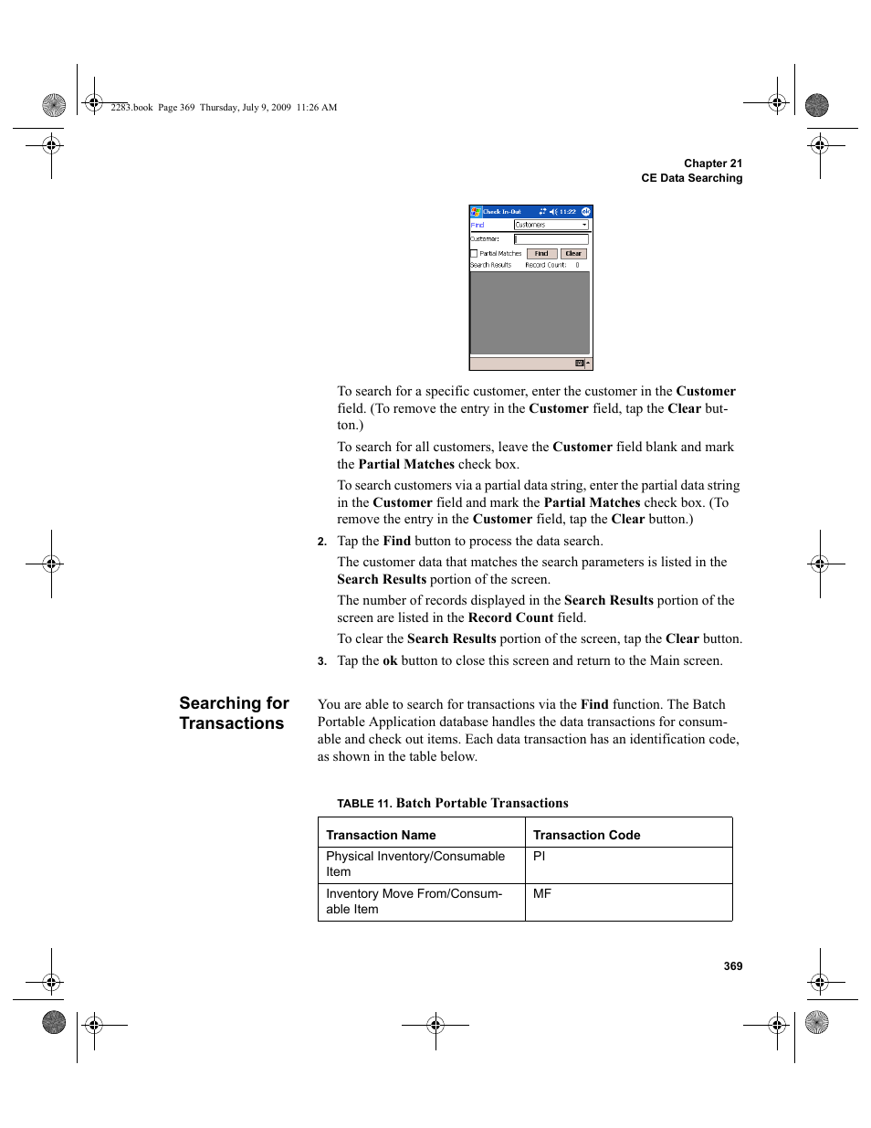 Searching for transactions, Searching for transactions 369 | IntelliTrack Check In/Out User Manual | Page 397 / 474