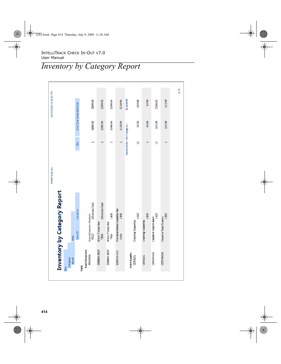 Inventory by category report, Inventory by category report 414 | IntelliTrack Check In/Out User Manual | Page 442 / 474