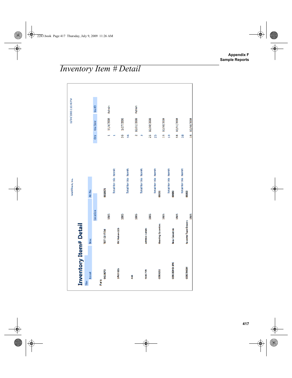 Inventory item # detail, Inventory item # detail 417 | IntelliTrack Check In/Out User Manual | Page 445 / 474