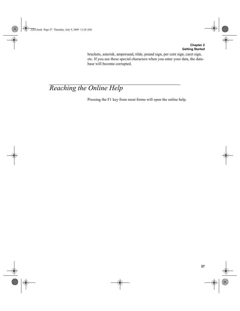 Reaching the online help, Reaching the online help 27 | IntelliTrack Check In/Out User Manual | Page 55 / 474