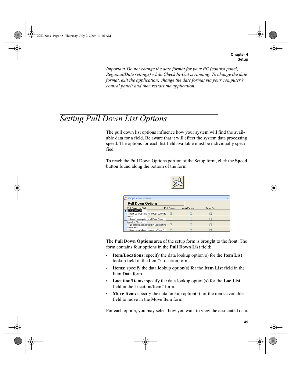 Setting pull down list options, Setting pull down list options 45 | IntelliTrack Check In/Out User Manual | Page 73 / 474