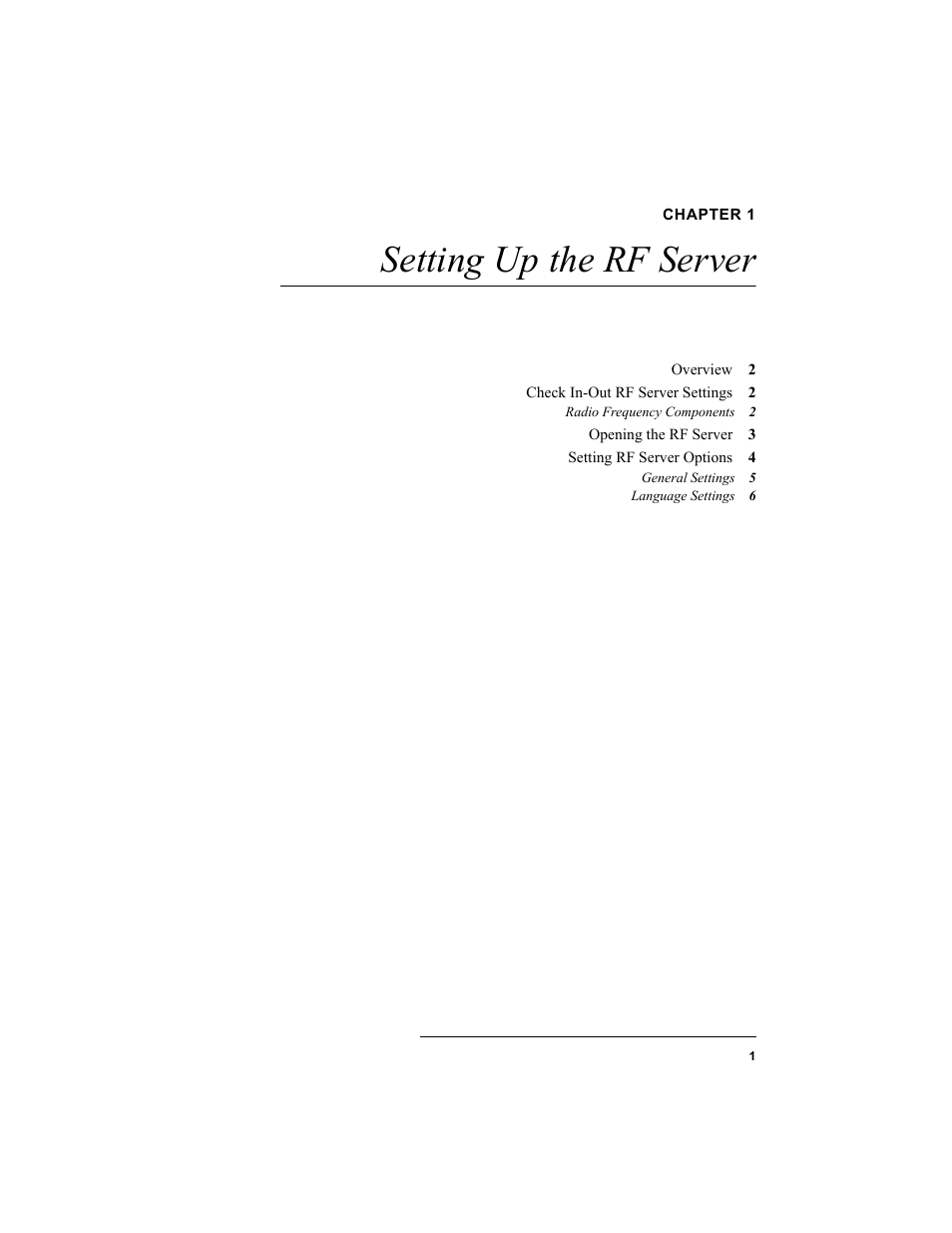 Chapter 1, Setting up the rf server, Chapter 1: setting up the rf server | IntelliTrack Check In/Out User Manual | Page 11 / 78