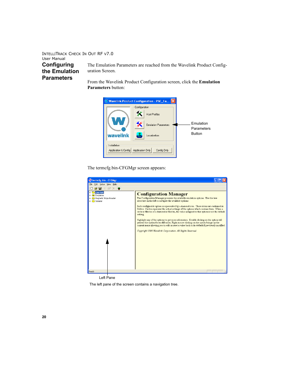 Configuring the emulation parameters, Configuring the emulation parameters 20 | IntelliTrack Check In/Out User Manual | Page 30 / 78