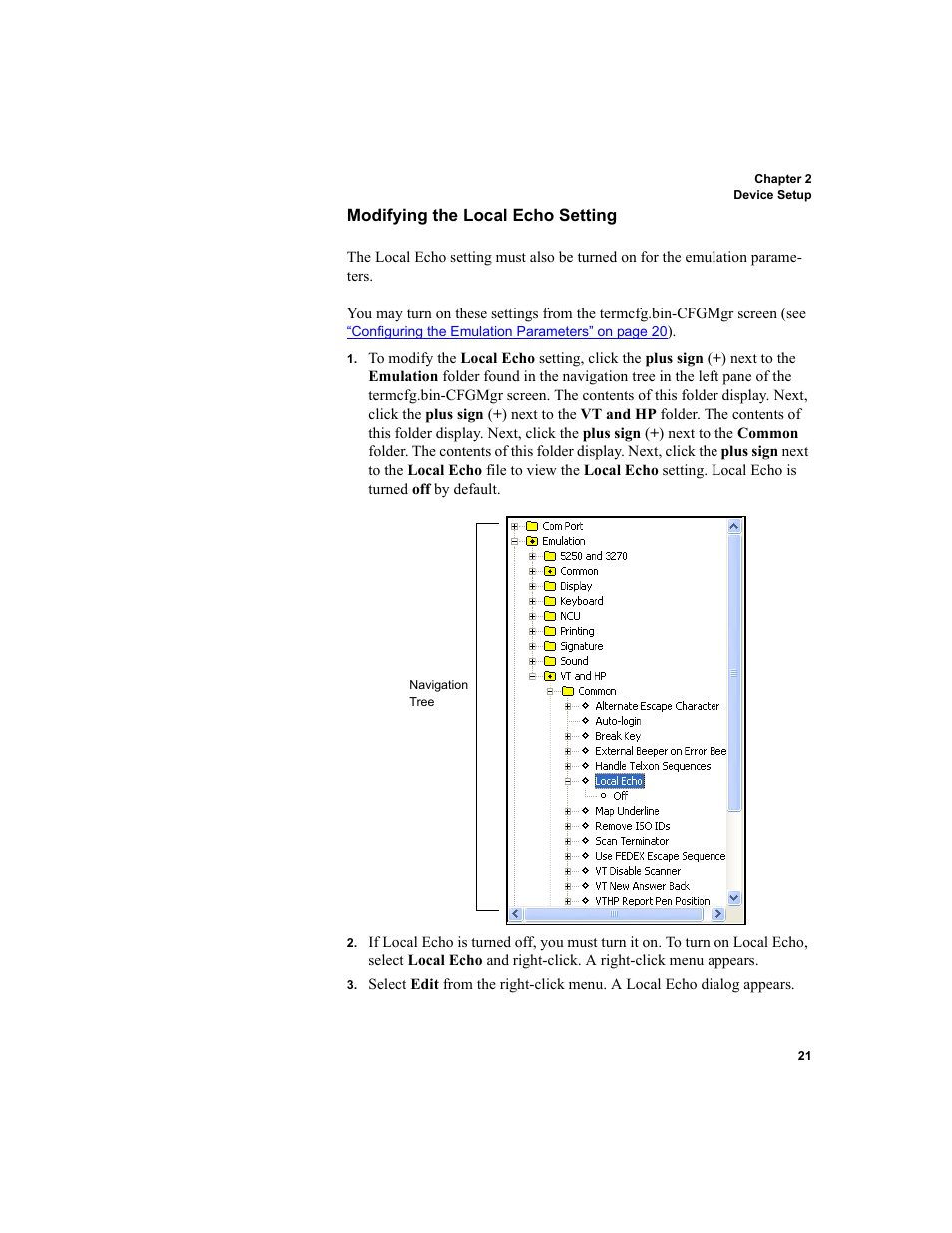 Modifying the local echo setting | IntelliTrack Check In/Out User Manual | Page 31 / 78