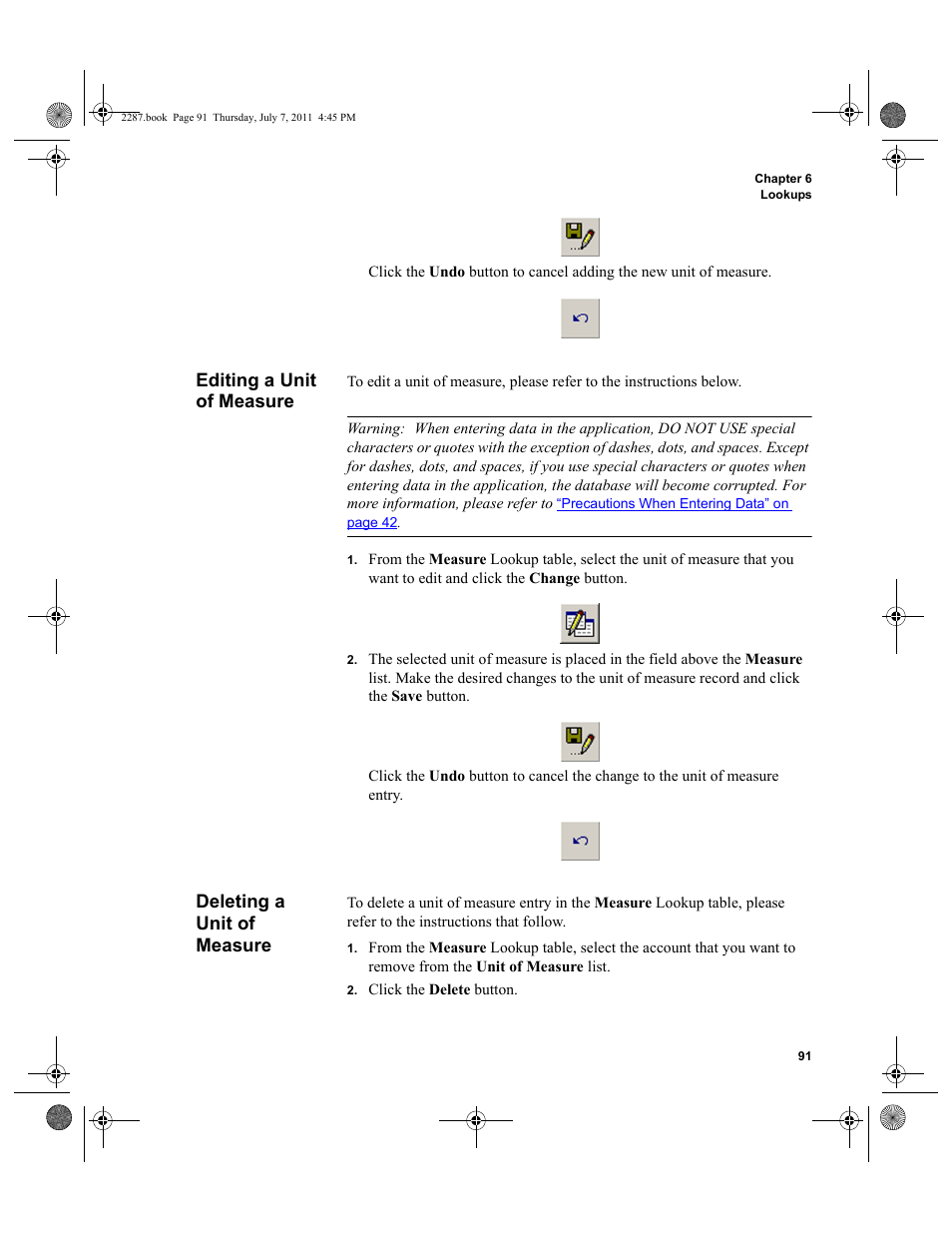 Editing a unit of measure, Deleting a unit of measure | IntelliTrack Inventory Management User Manual | Page 117 / 366