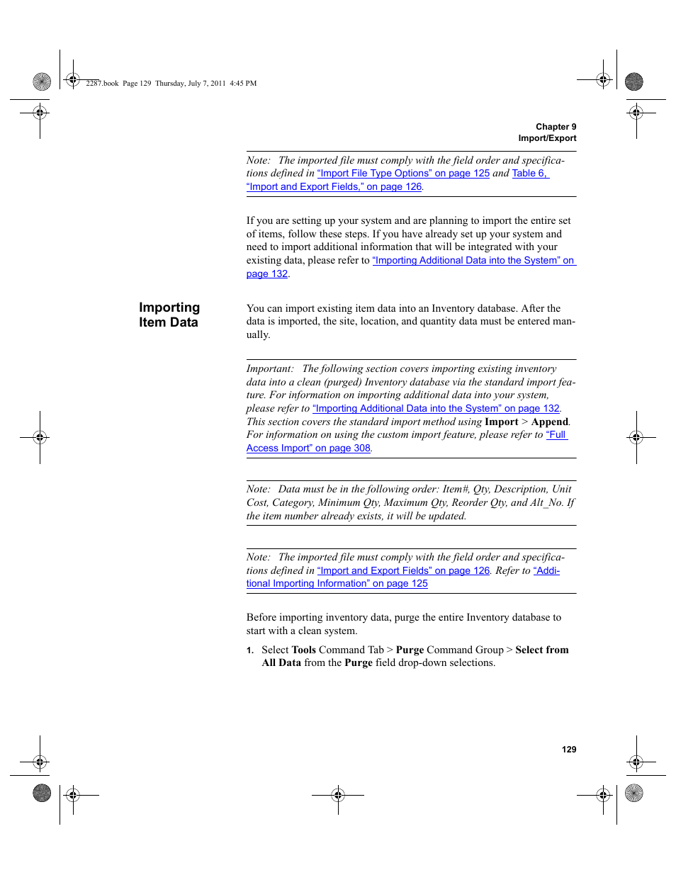 Importing item data | IntelliTrack Inventory Management User Manual | Page 155 / 366