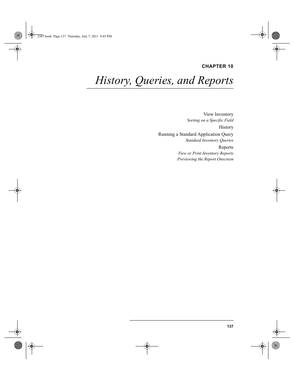 Chapter 10, History, queries, and reports, Chapter 10: history, queries, and reports | IntelliTrack Inventory Management User Manual | Page 163 / 366