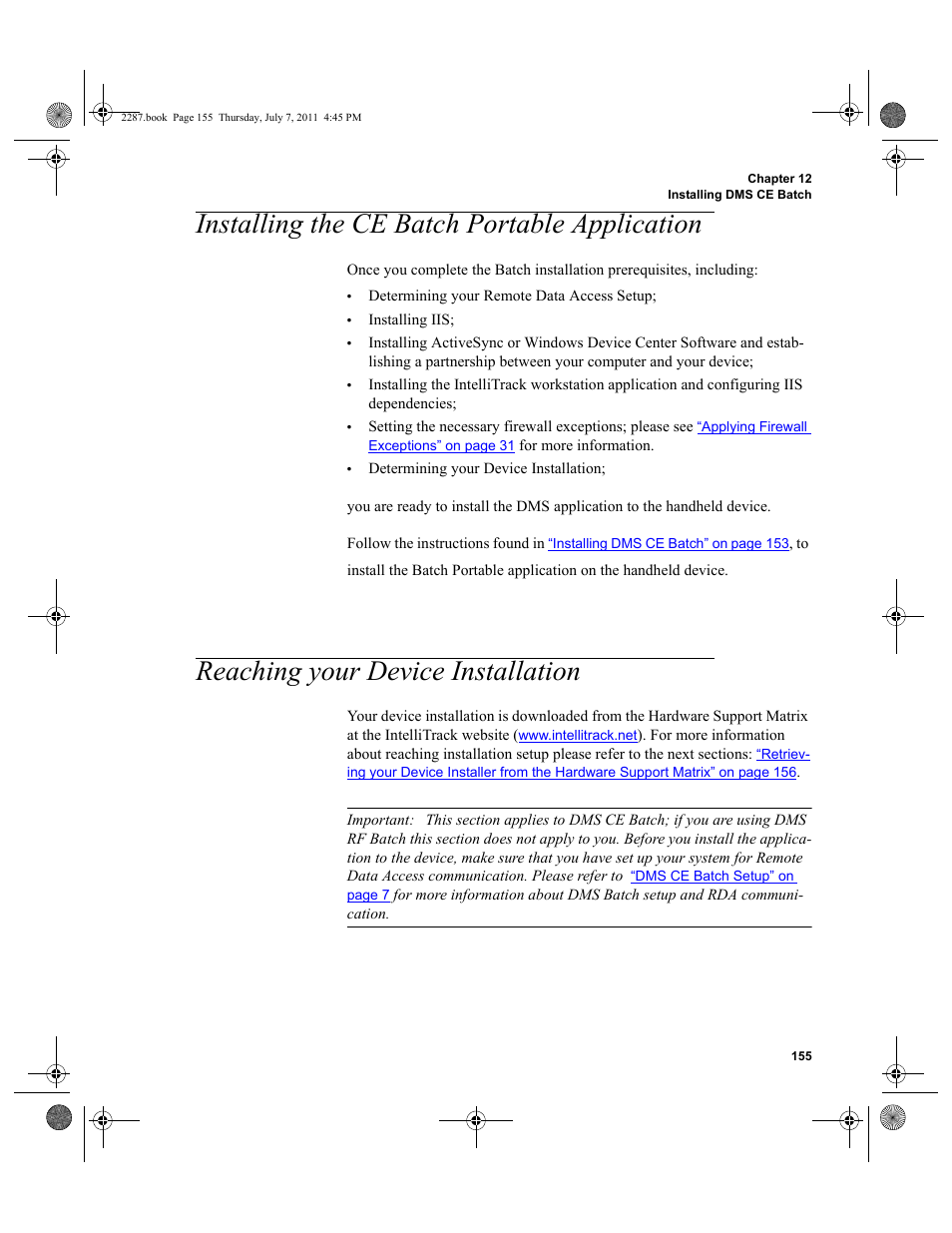 Installing the ce batch portable application, Reaching your device installation | IntelliTrack Inventory Management User Manual | Page 181 / 366