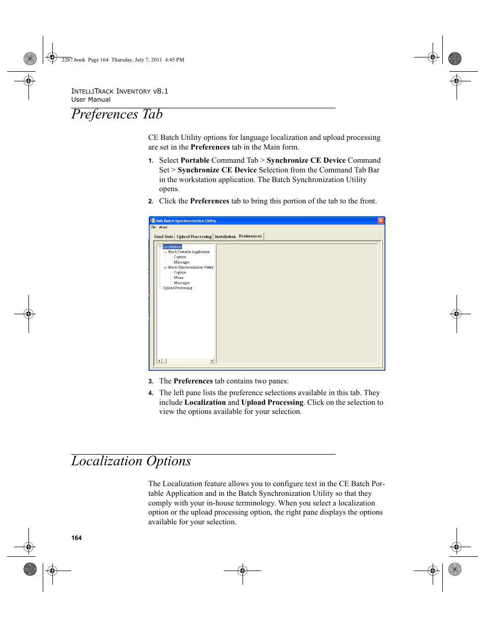 Preferences tab, Localization options, Preferences tab localization options | IntelliTrack Inventory Management User Manual | Page 190 / 366