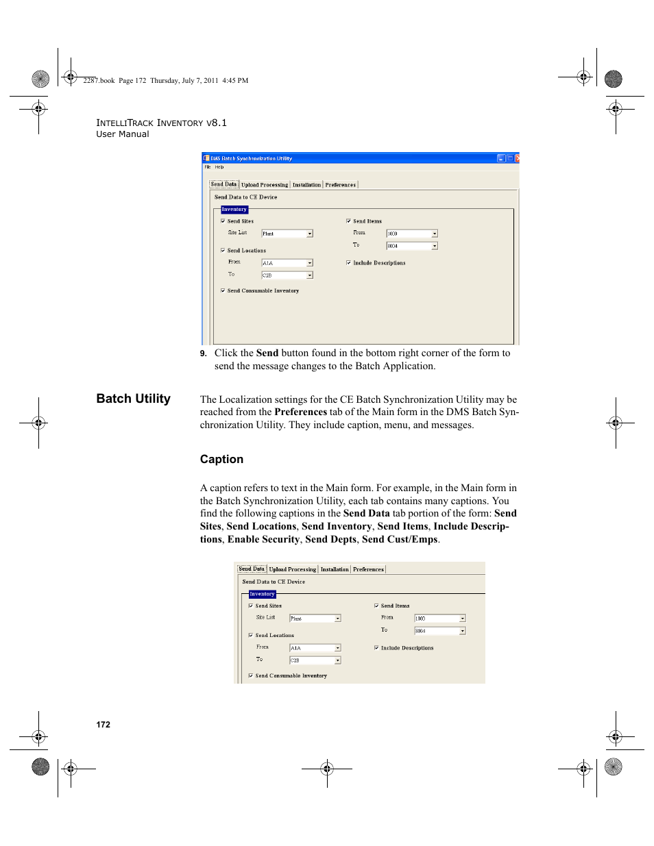 Batch utility, Caption | IntelliTrack Inventory Management User Manual | Page 198 / 366