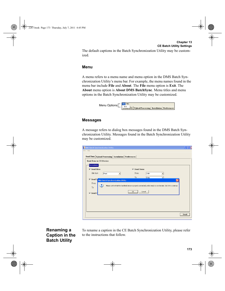 Renaming a caption in the batch utility | IntelliTrack Inventory Management User Manual | Page 199 / 366