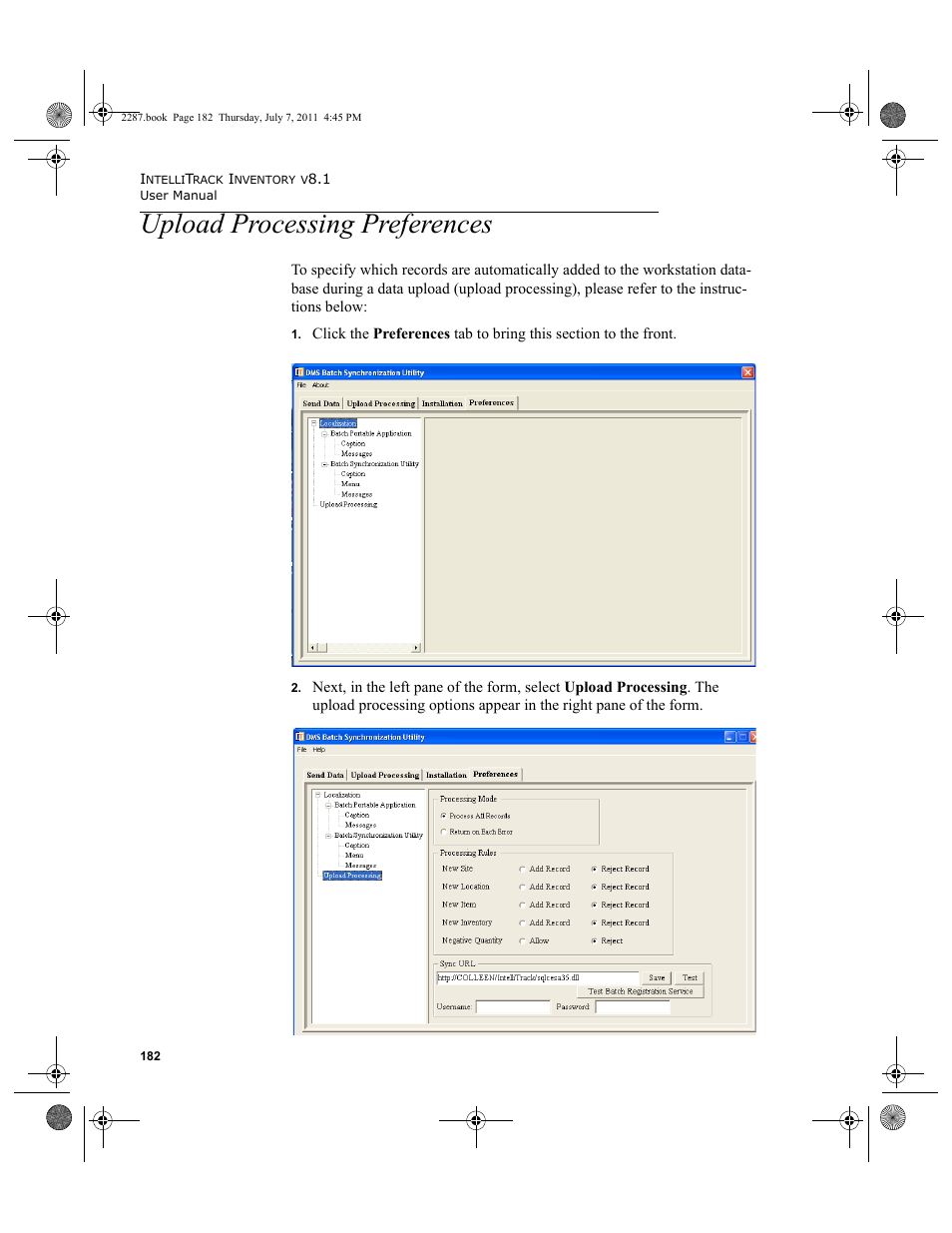 Upload processing preferences | IntelliTrack Inventory Management User Manual | Page 208 / 366