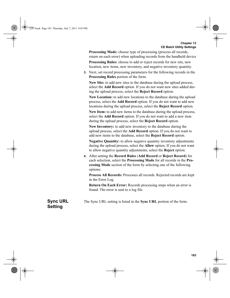 Sync url setting | IntelliTrack Inventory Management User Manual | Page 209 / 366