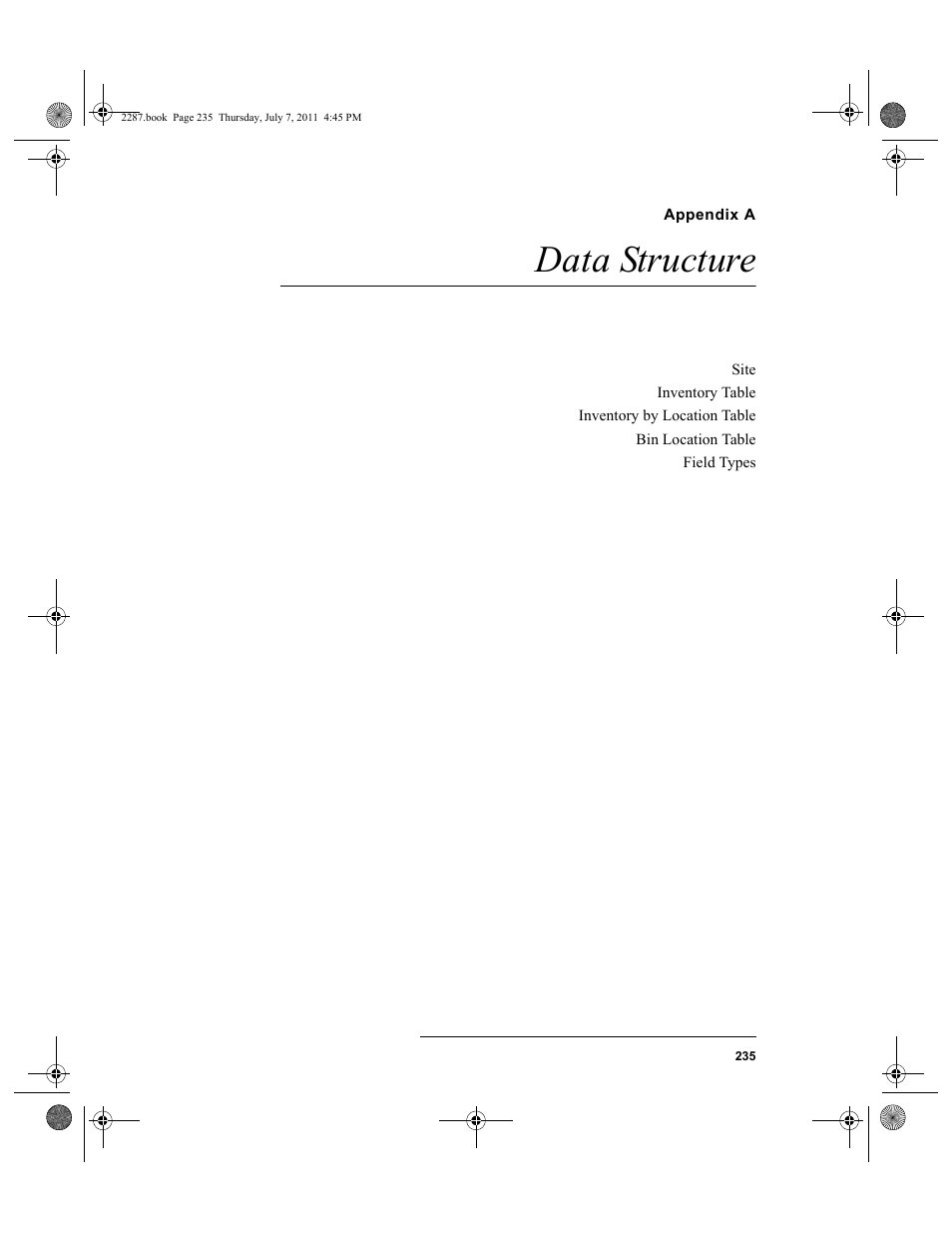 Appendix a, Data structure, Appendix a: data structure | IntelliTrack Inventory Management User Manual | Page 261 / 366