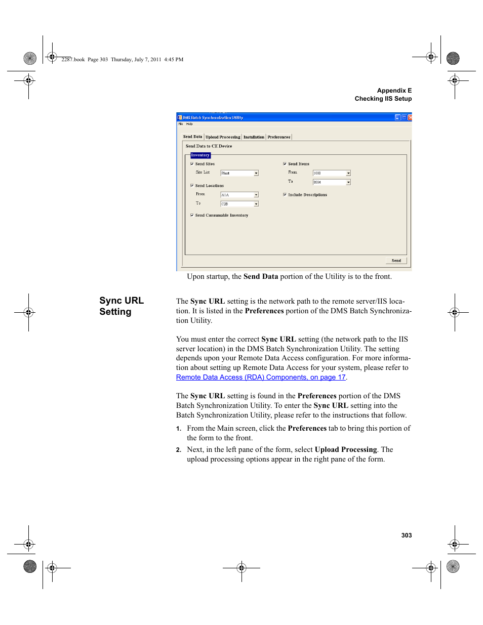 Sync url setting | IntelliTrack Inventory Management User Manual | Page 329 / 366