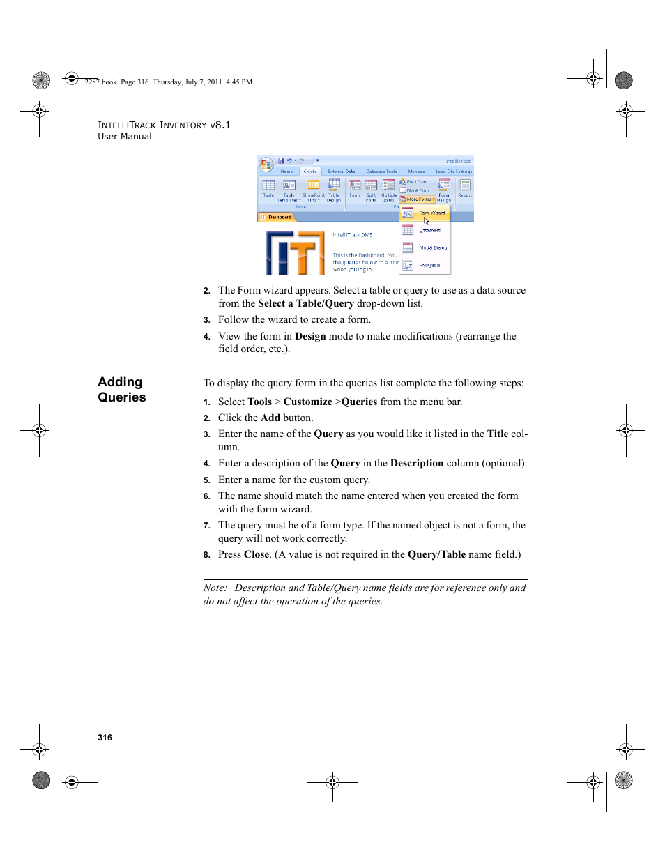 Adding queries | IntelliTrack Inventory Management User Manual | Page 342 / 366
