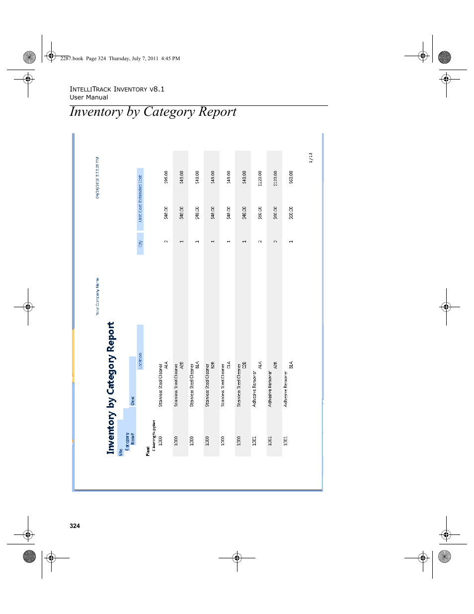 Inventory by category report | IntelliTrack Inventory Management User Manual | Page 350 / 366