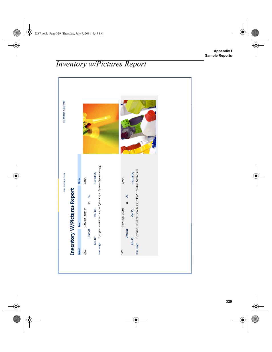 Inventory w/pictures report | IntelliTrack Inventory Management User Manual | Page 355 / 366