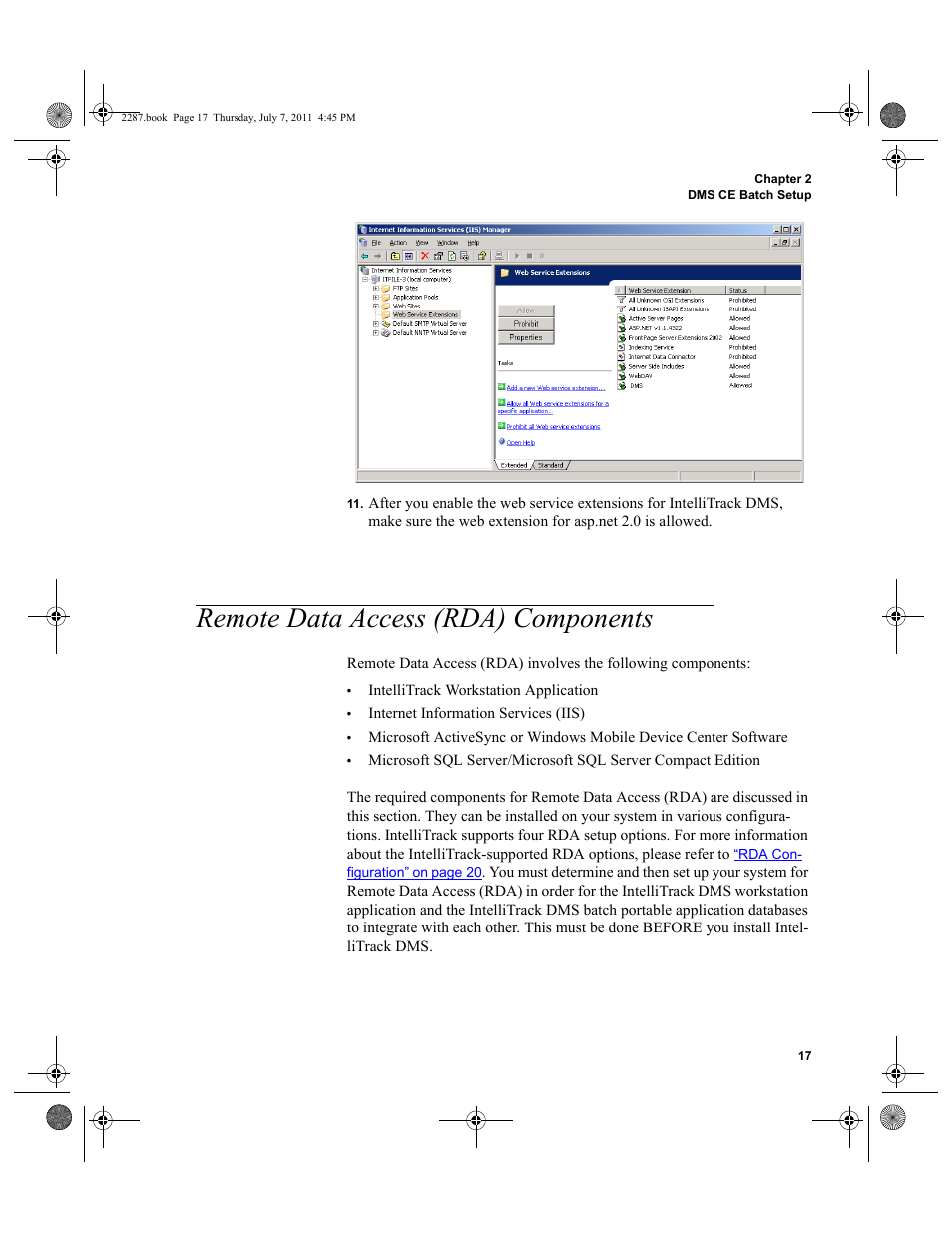 Remote data access (rda) components, Please refer to, Remote | Remote data access, For more inf | IntelliTrack Inventory Management User Manual | Page 43 / 366