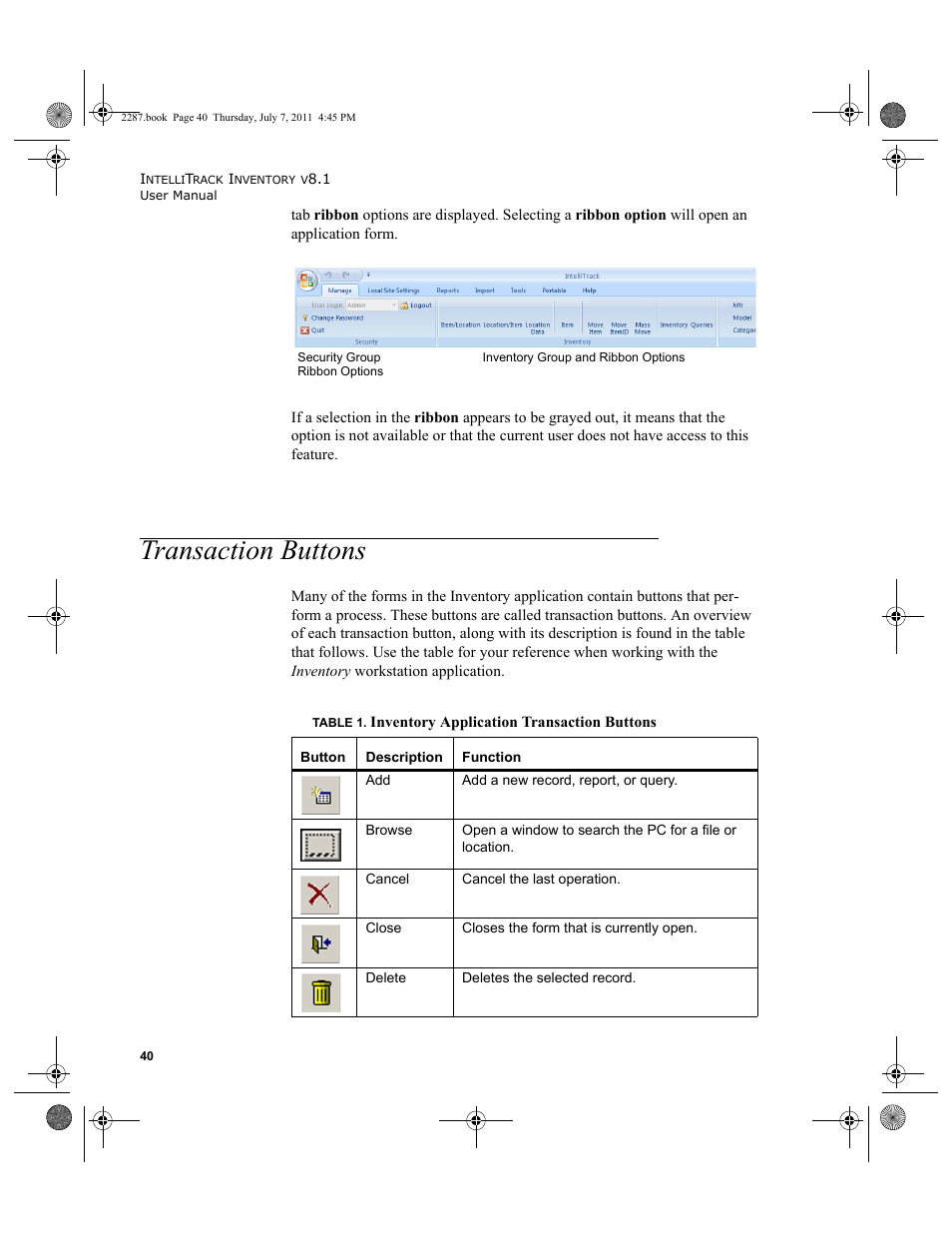 Transaction buttons | IntelliTrack Inventory Management User Manual | Page 66 / 366