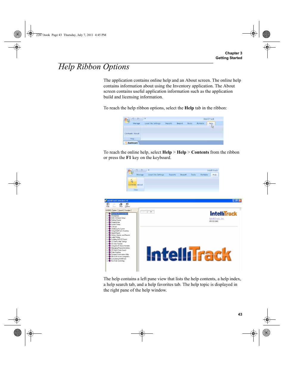Help ribbon options | IntelliTrack Inventory Management User Manual | Page 69 / 366