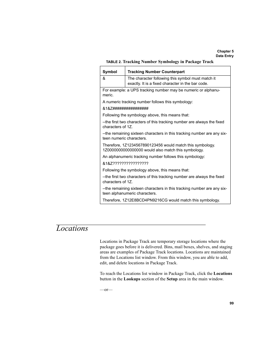 Locations | IntelliTrack Package Track User Manual | Page 113 / 296