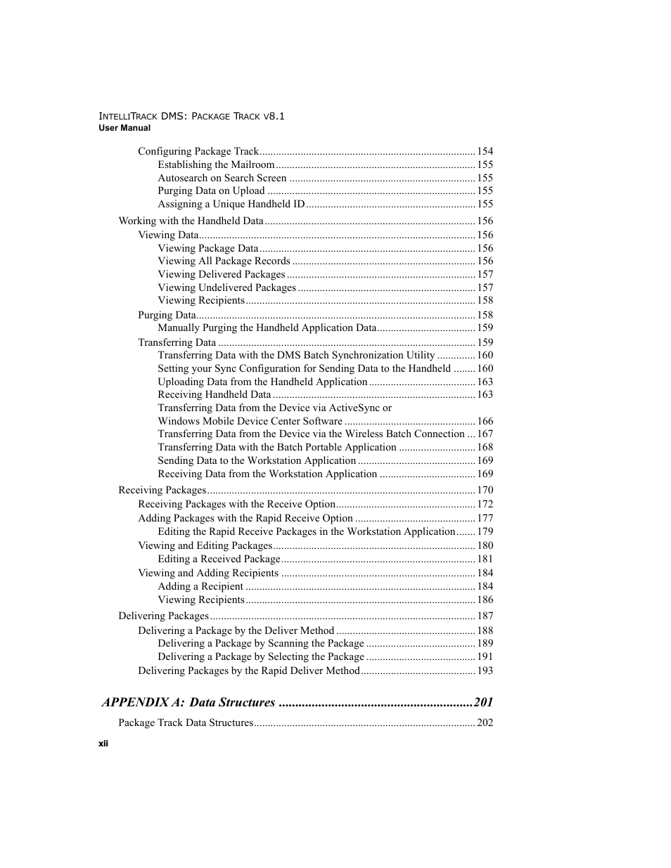 Appendix a: data structures | IntelliTrack Package Track User Manual | Page 12 / 296